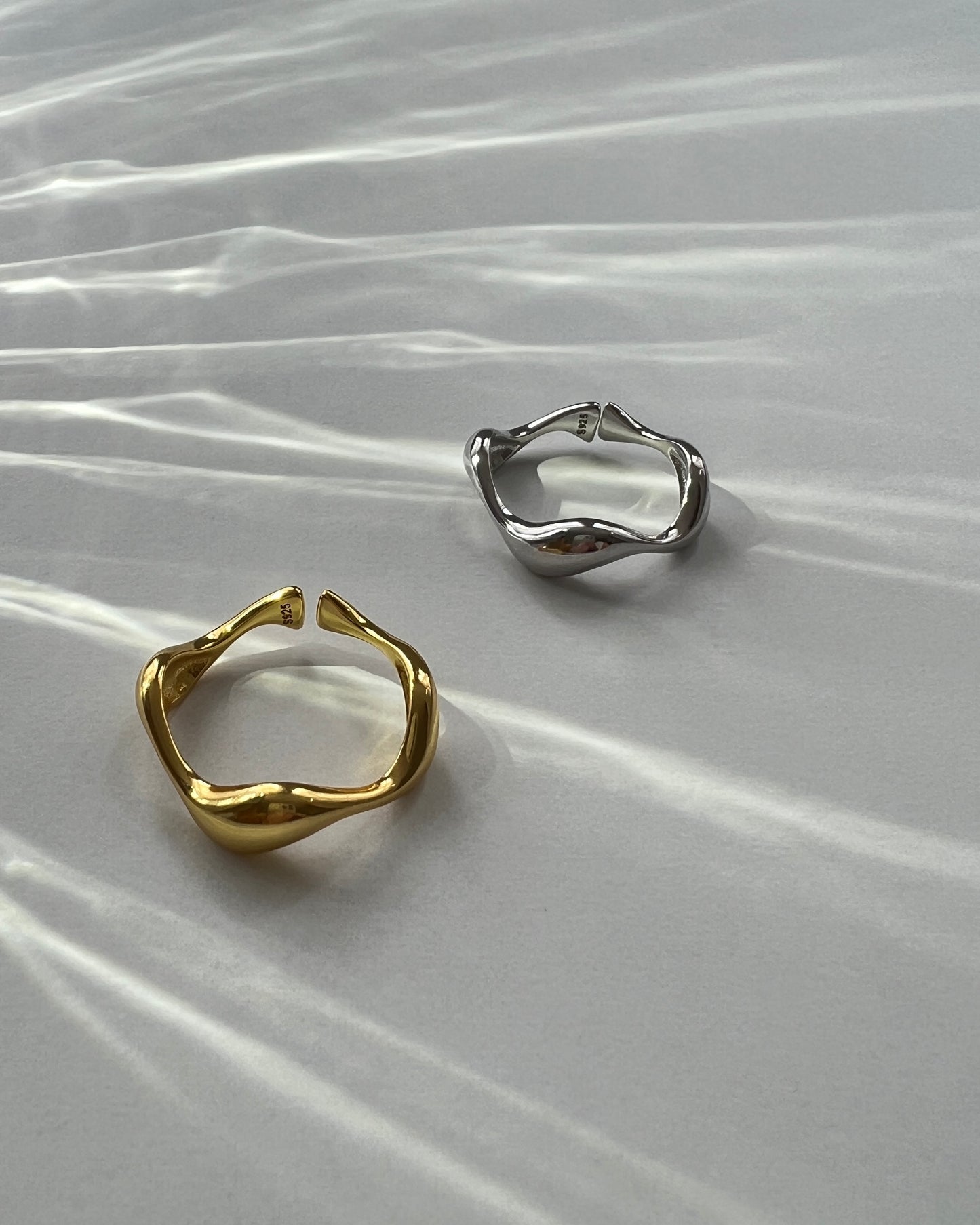 wave sterling silver rings