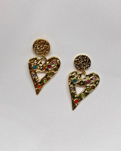 Starry Heart- Shape Gemstone Earrings