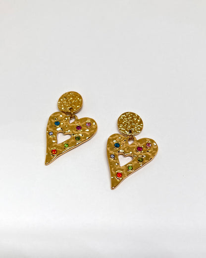 Starry Heart- Shape Gemstone Earrings