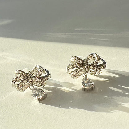 Bow Sparkling Drop Earrings