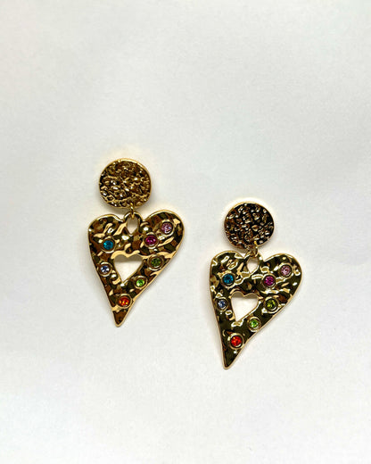 Starry Heart- Shape Gemstone Earrings