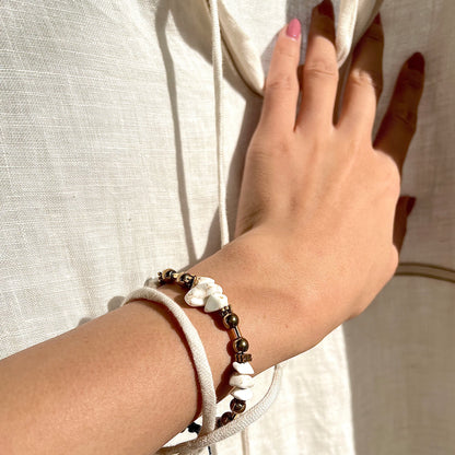 Handmade white Turquoise with Hematite Bracelets