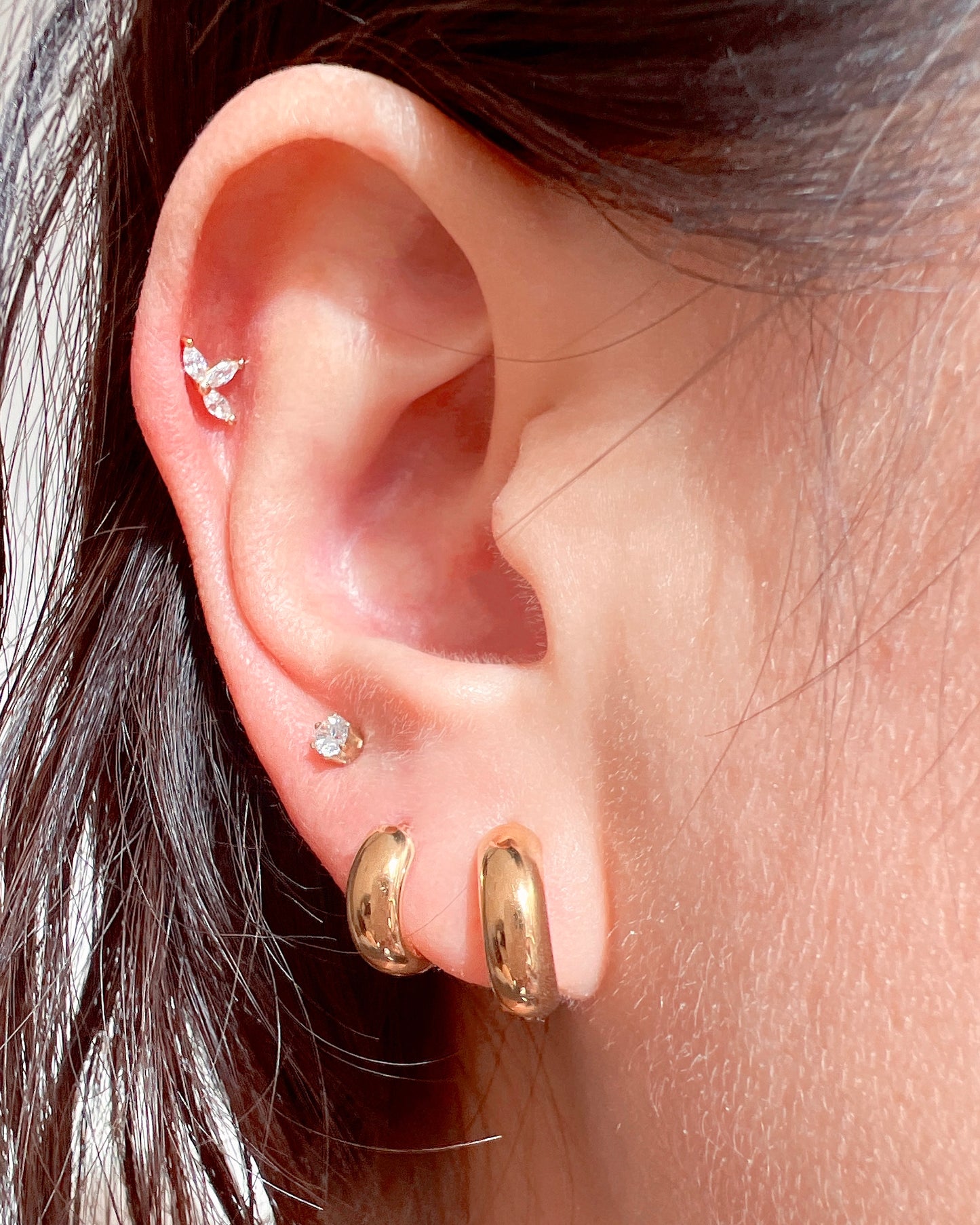 Gold huggie hoops earrings