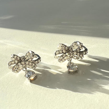 Bow Sparkling Drop Earrings