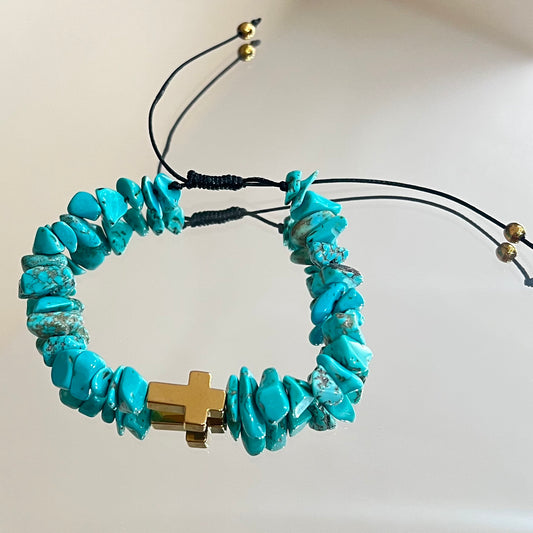 Handmade Classic Turquoise with Hematite Bracelet